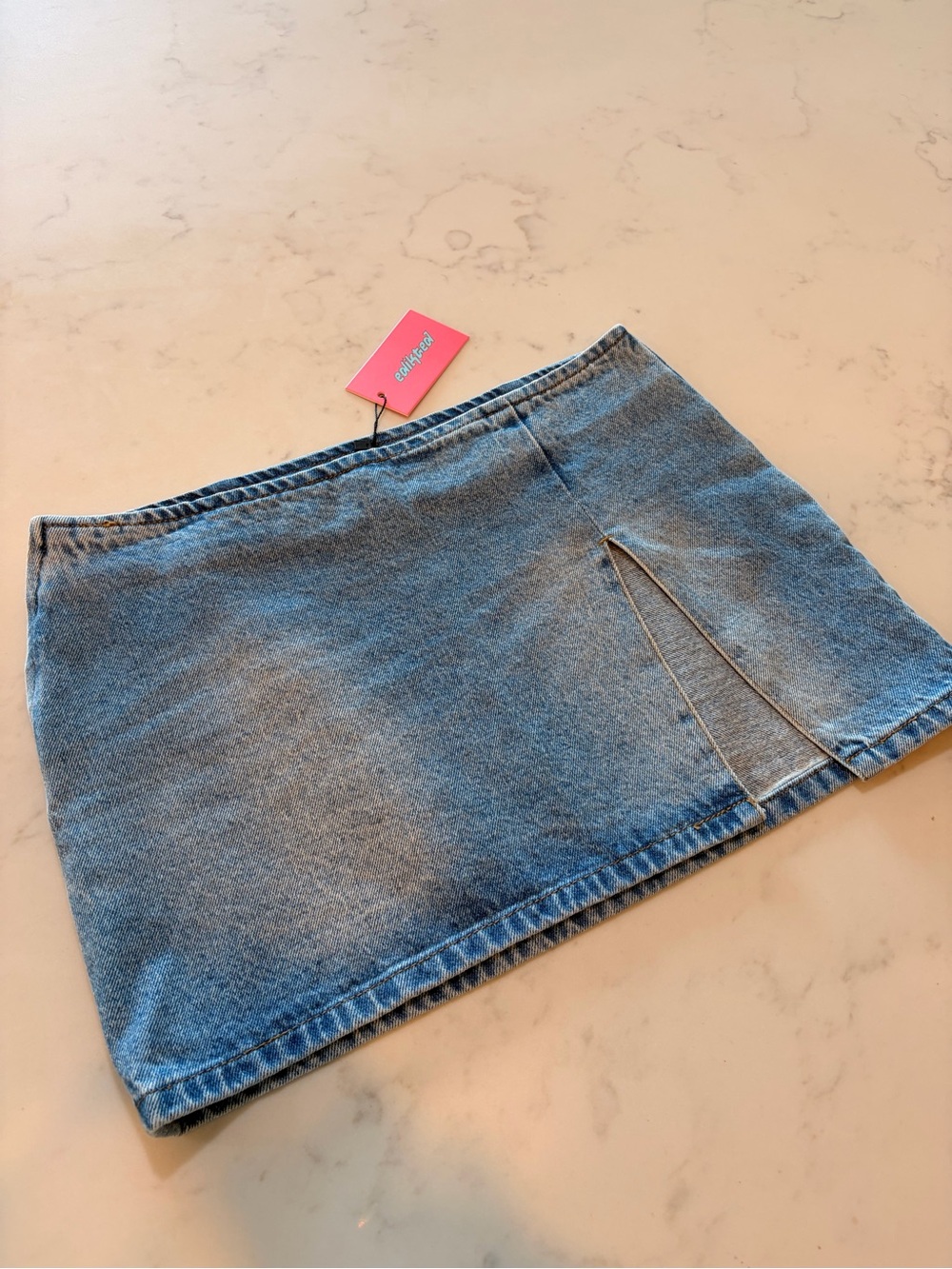 Edikted Katrina Slitted Denim Mini Skirt